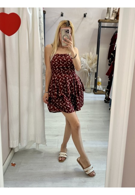 Top Sierra a fascia fiorellini bordeaux