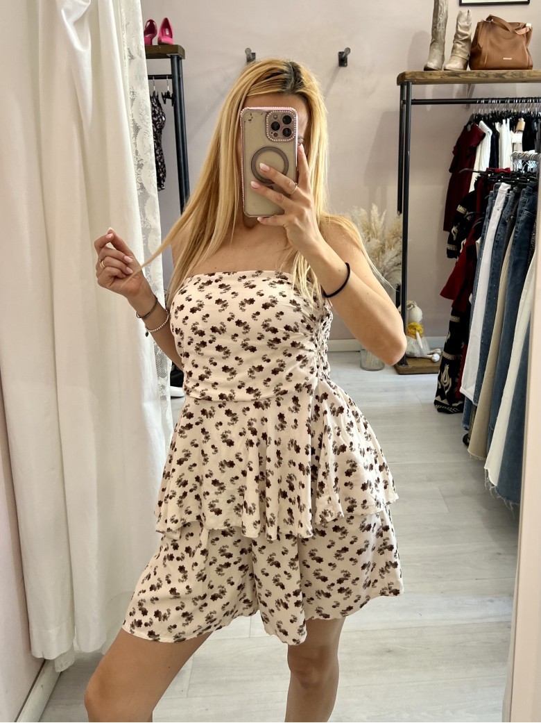 Top Sierra a fascia fiorellini panna