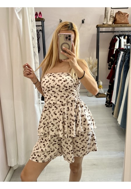 Top Sierra a fascia fiorellini panna