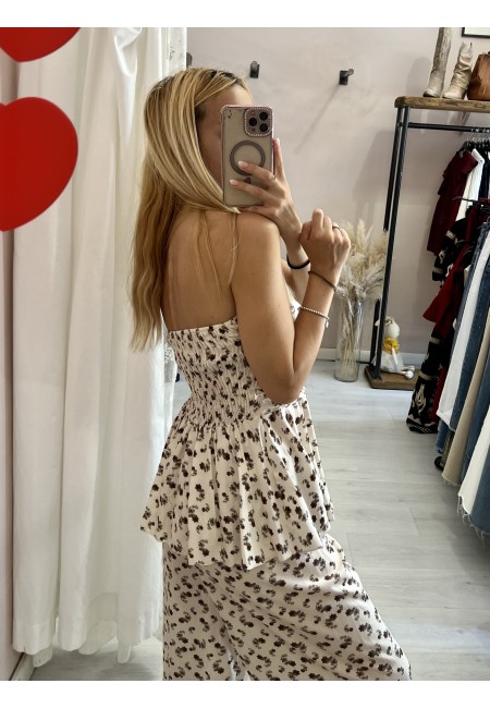 Top Sierra a fascia fiorellini panna