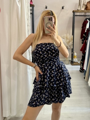 Top Sierra a fascia fiorellini blu