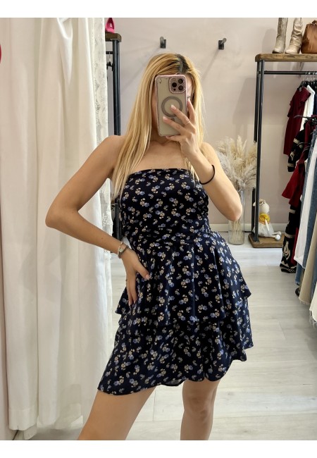 Top Sierra a fascia fiorellini blu