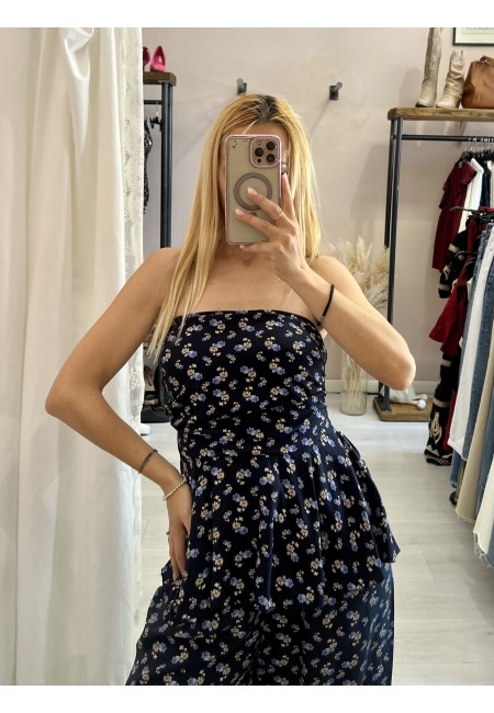 Top Sierra a fascia fiorellini blu