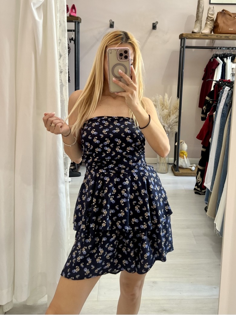 Top Sierra a fascia fiorellini blu