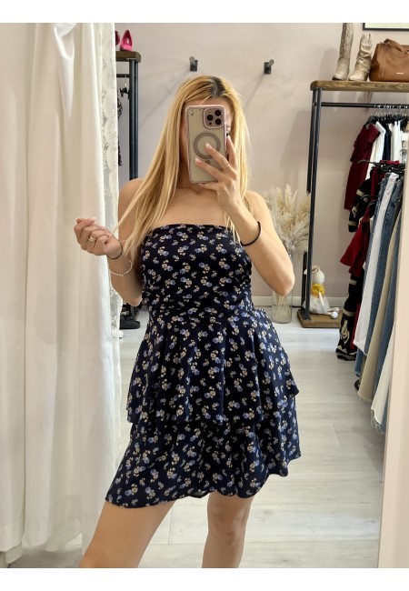 Top Sierra a fascia fiorellini blu