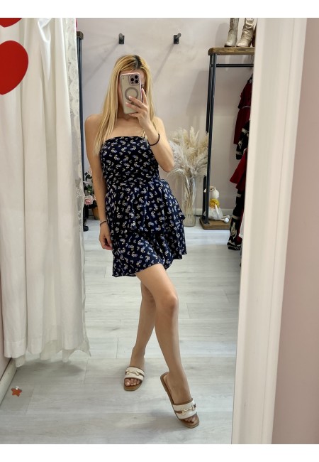 Top Sierra a fascia fiorellini blu