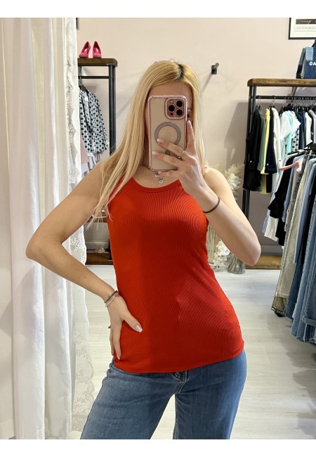 Canotta a costine rossa