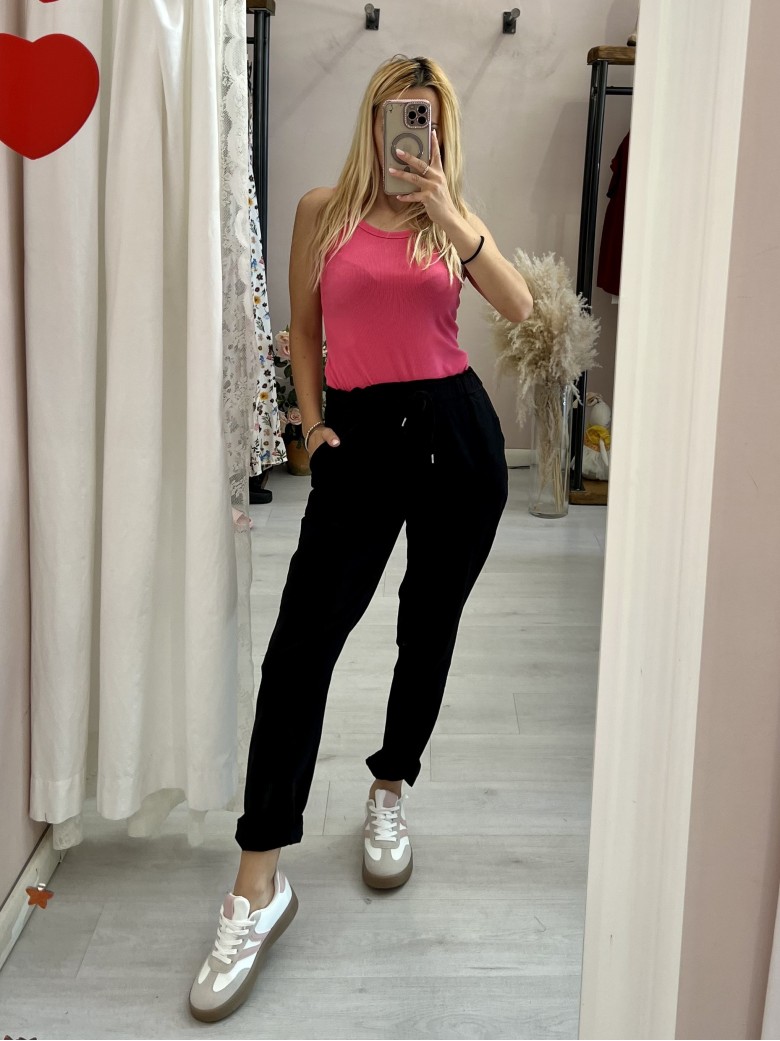 Canotta a costine rosa barbie