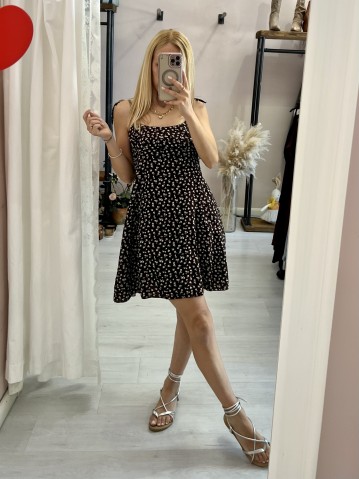 Vestito VENERE fiorellini marrone