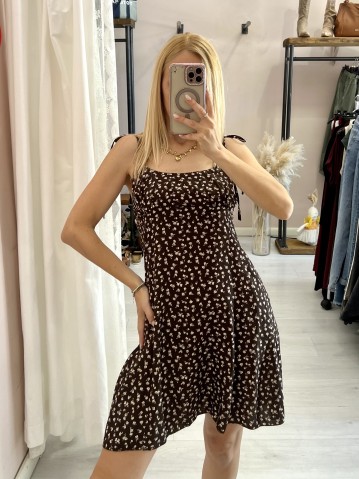 Vestito VENERE fiorellini marrone 2