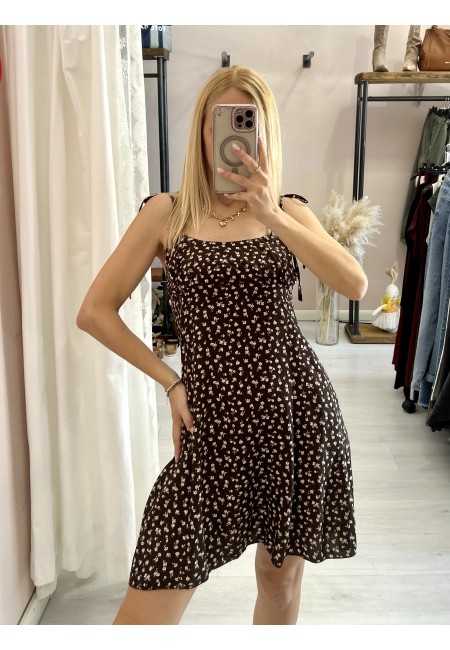 Vestito VENERE fiorellini marrone