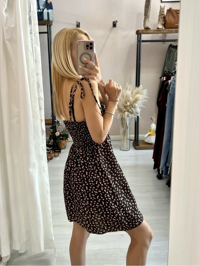 Vestito VENERE fiorellini marrone