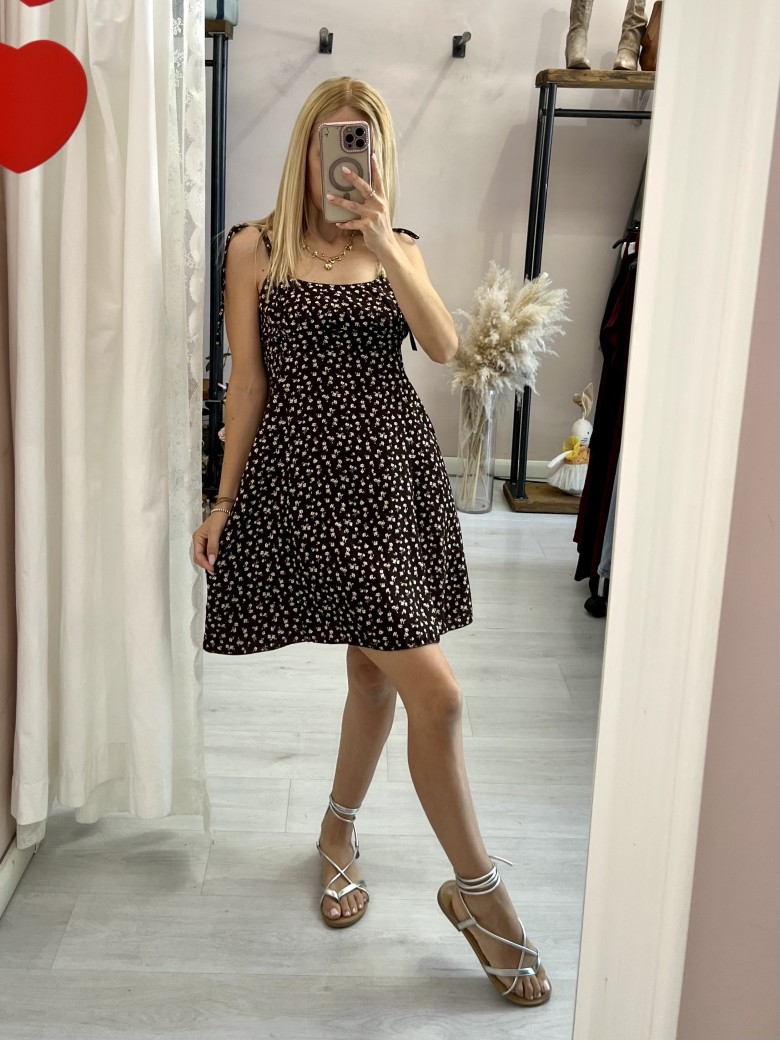 Vestito VENERE fiorellini marrone
