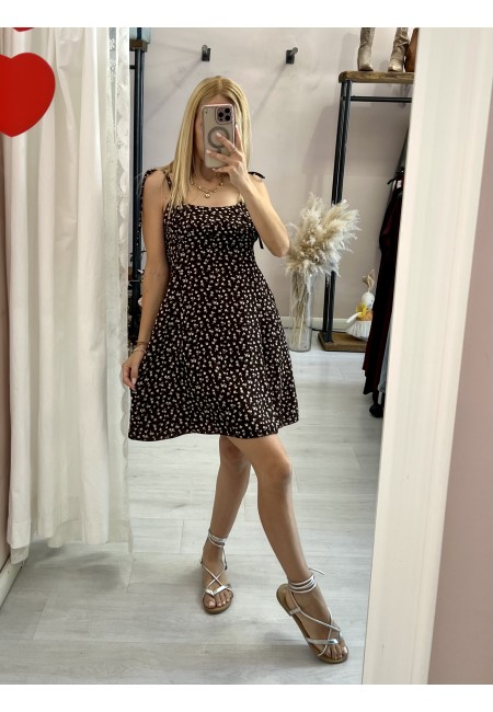 Vestito VENERE fiorellini marrone