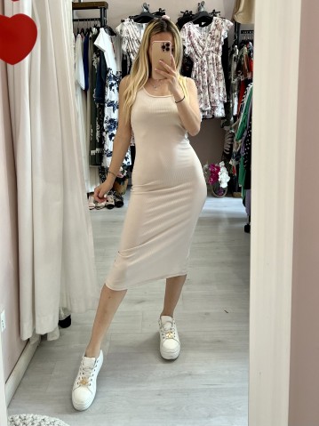 Vestito TUBINO longuette beige