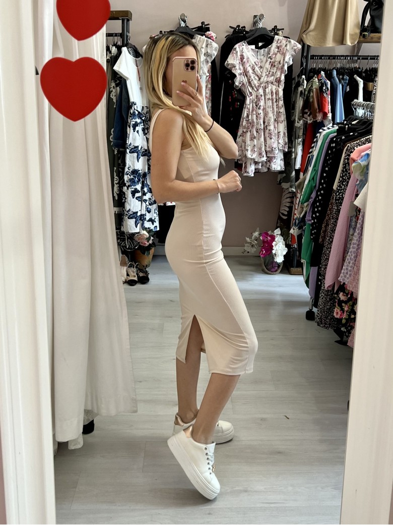 Vestito TUBINO longuette beige