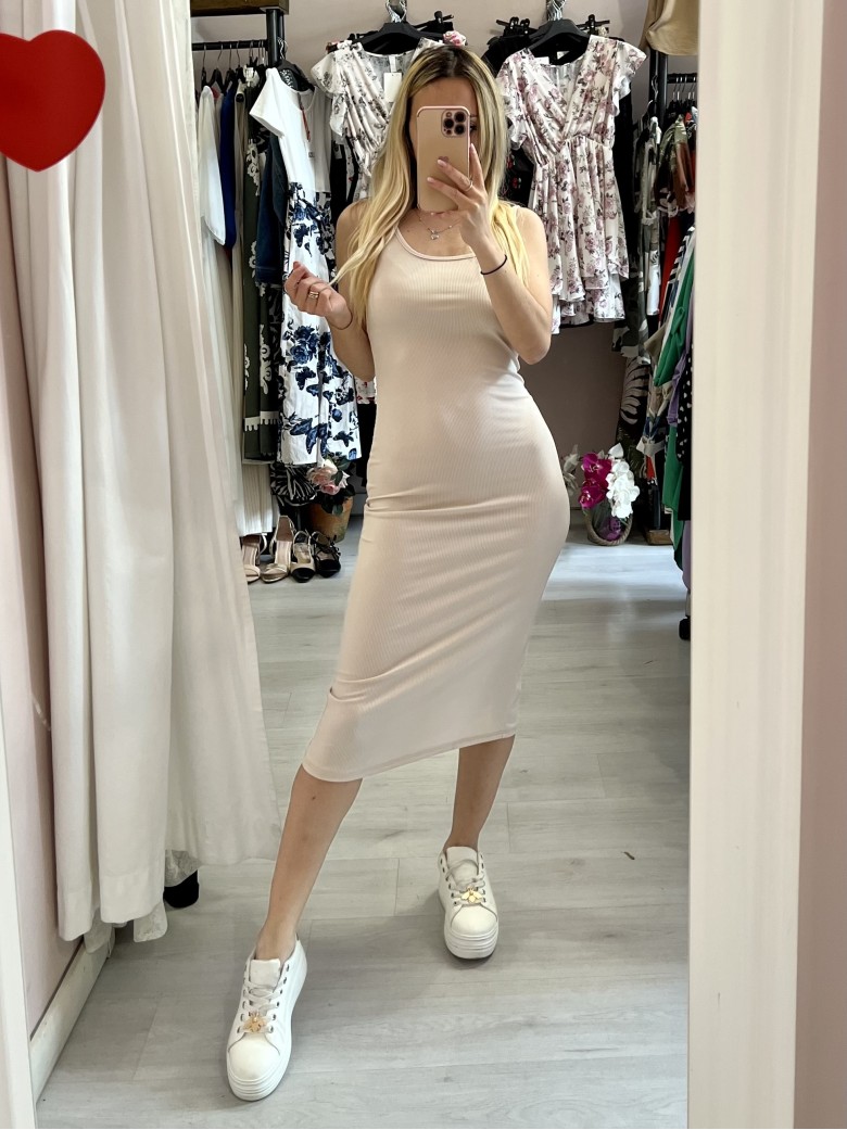 Vestito TUBINO longuette beige