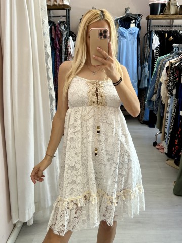 Vestito bianco NAPPINE ricamato