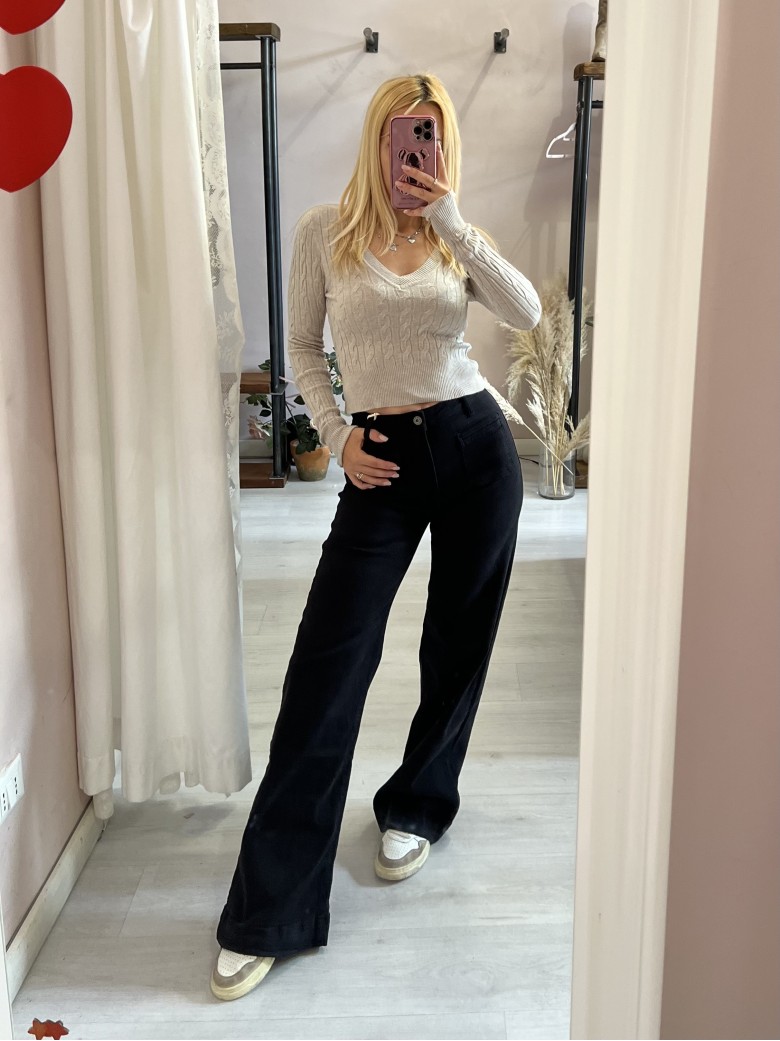 Pantaloni jeans larghi TASCHINE neri