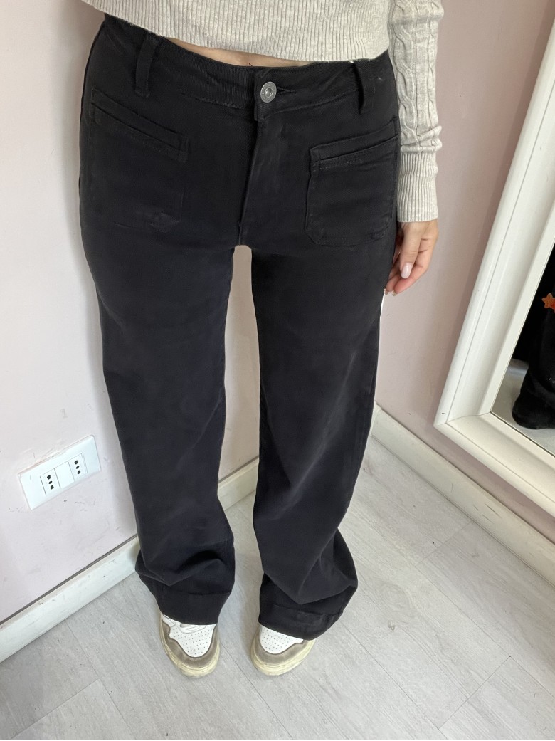 Pantaloni jeans larghi TASCHINE neri
