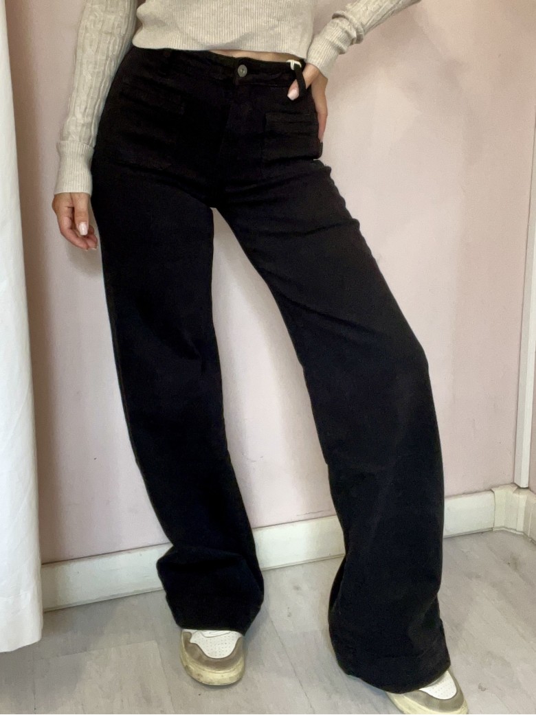Pantaloni jeans larghi TASCHINE neri