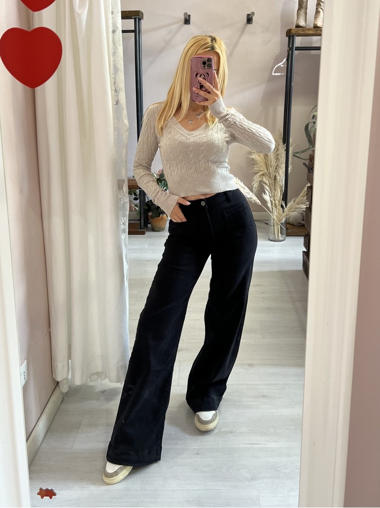 Pantaloni jeans larghi TASCHINE neri