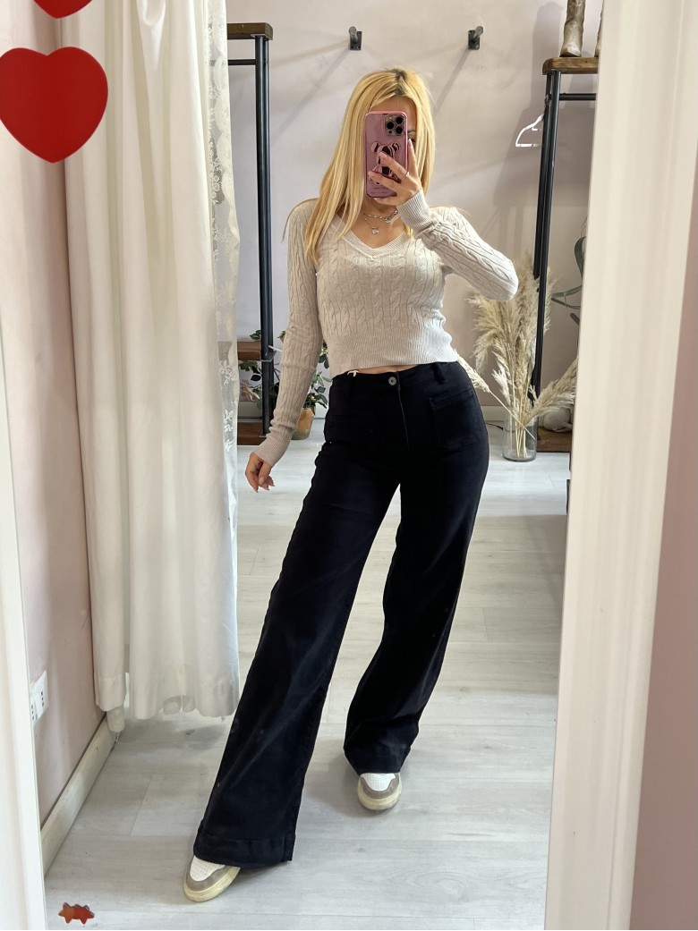 Pantaloni jeans larghi TASCHINE neri