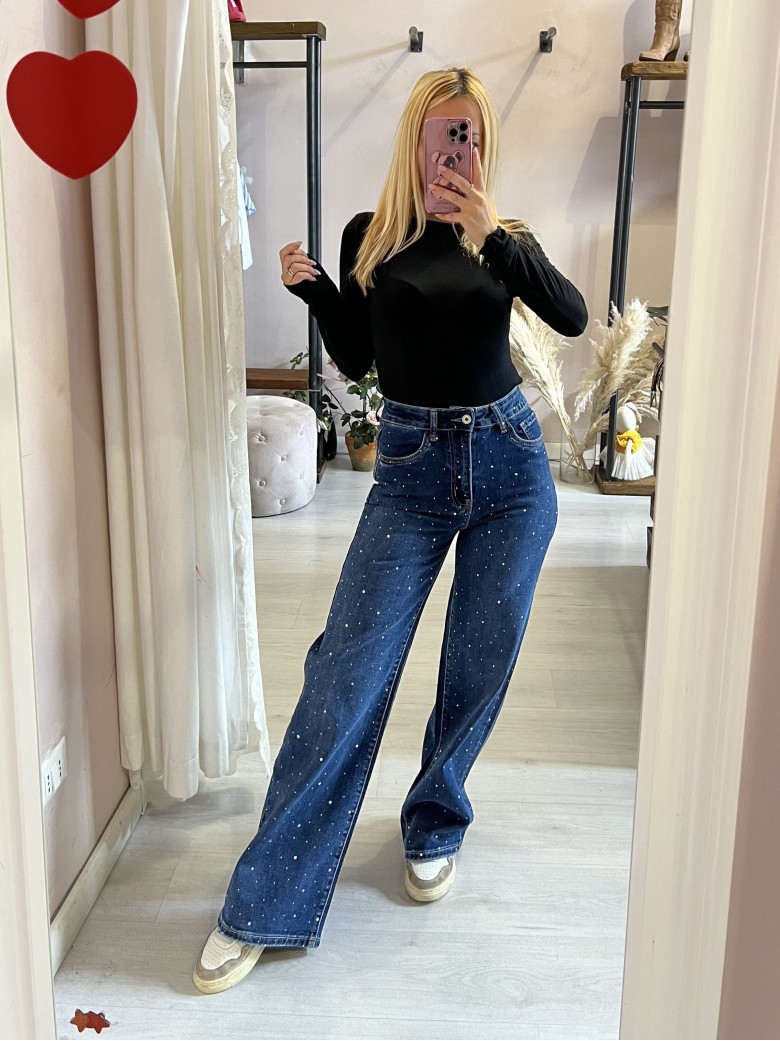 Jeans STRASS larghi blu