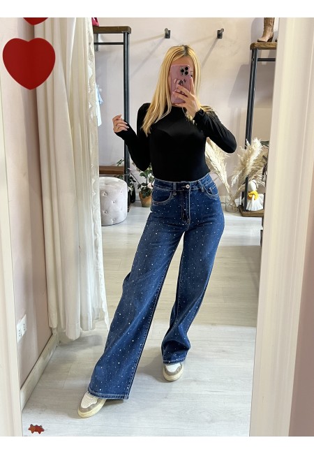 Jeans STRASS larghi blu