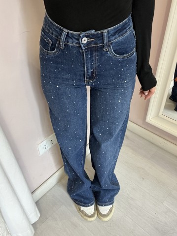 Jeans STRASS larghi blu