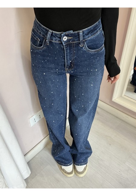 Jeans STRASS larghi blu
