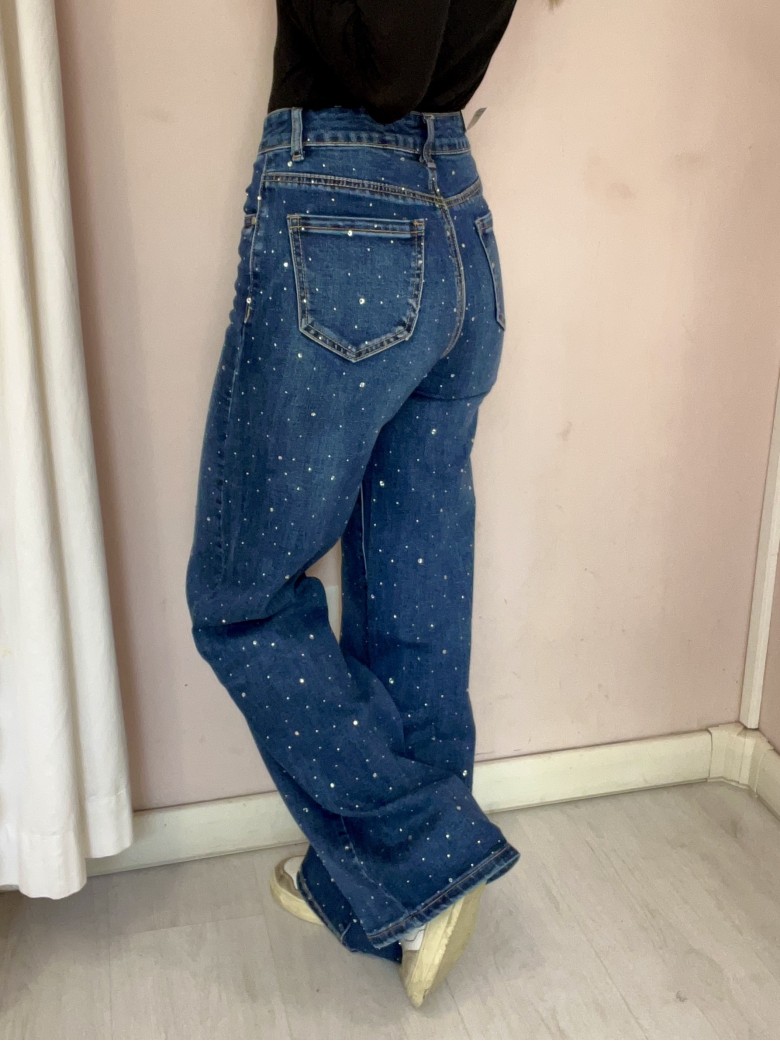 Jeans STRASS larghi blu
