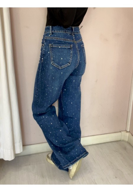 Jeans STRASS larghi blu