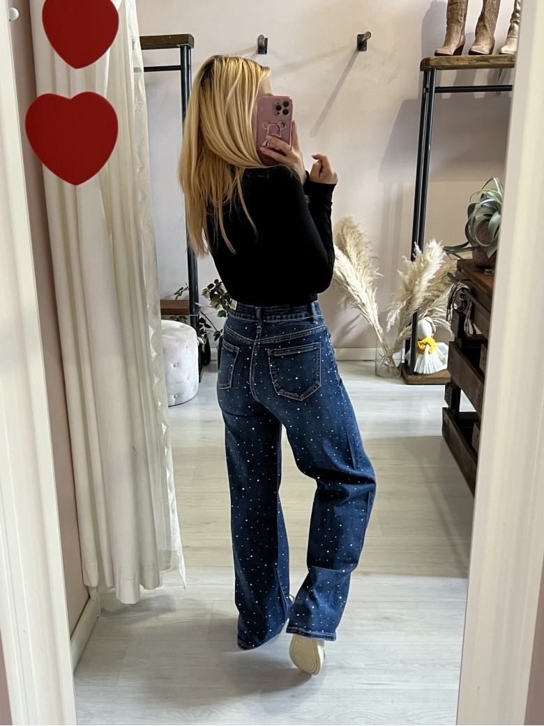Jeans STRASS larghi blu