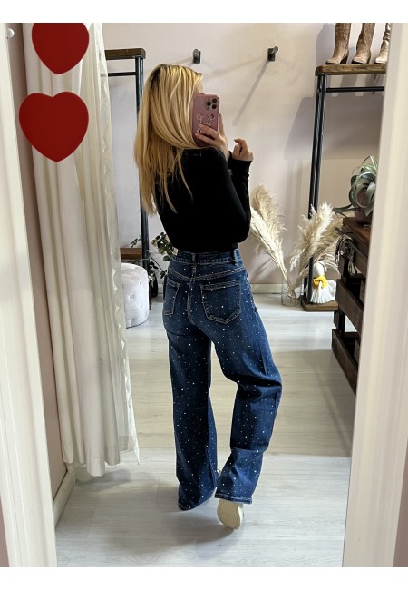 Jeans STRASS larghi blu