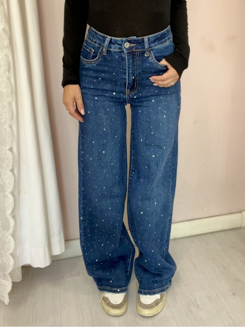 Jeans STRASS larghi blu