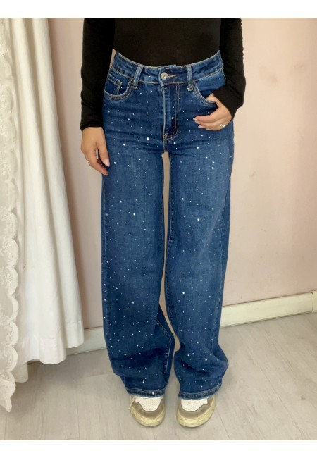 Jeans STRASS larghi blu