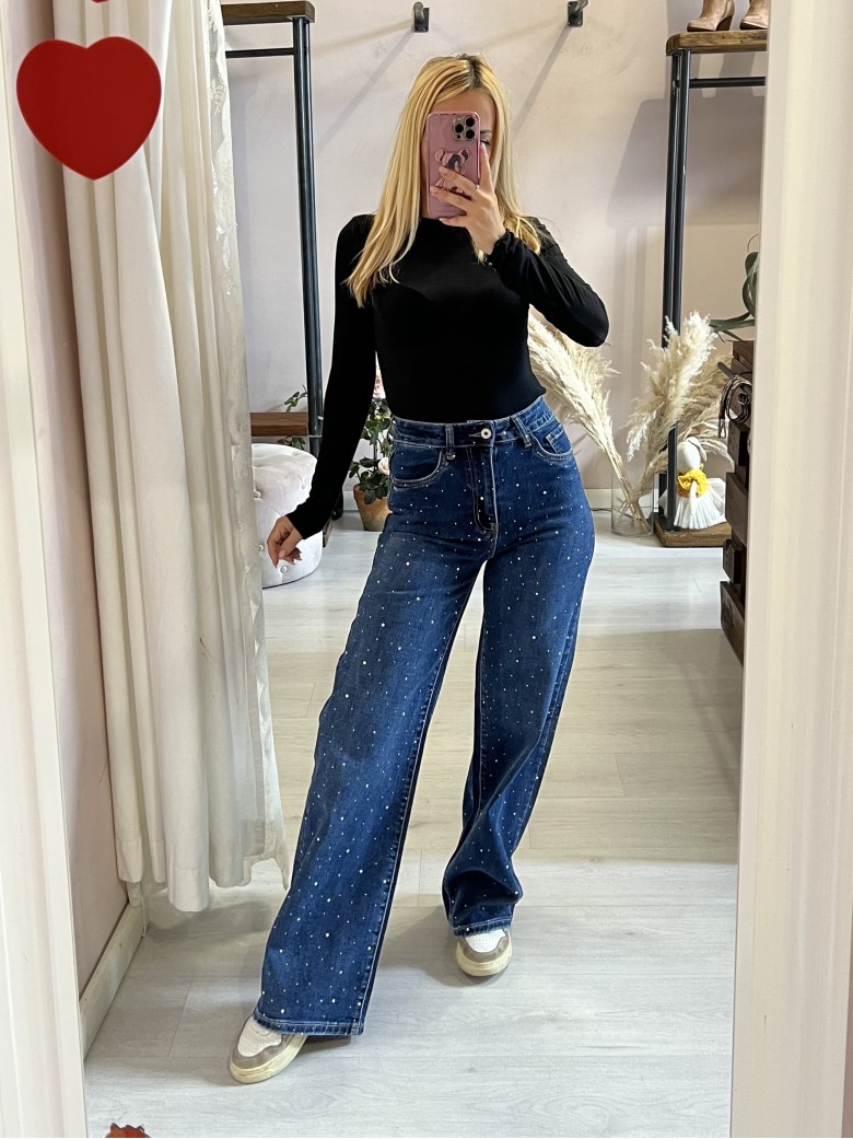 Jeans STRASS larghi blu