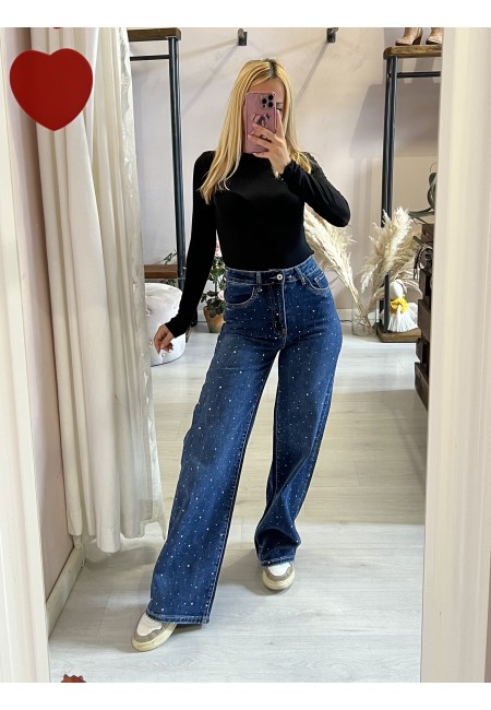 Jeans STRASS larghi blu