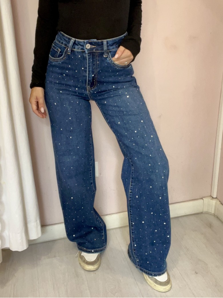 Jeans STRASS larghi blu