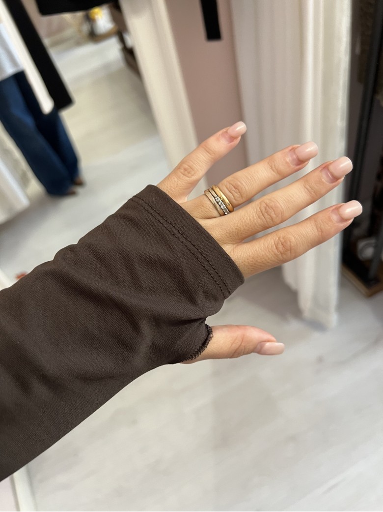 Maglia scollo a V coppe marrone