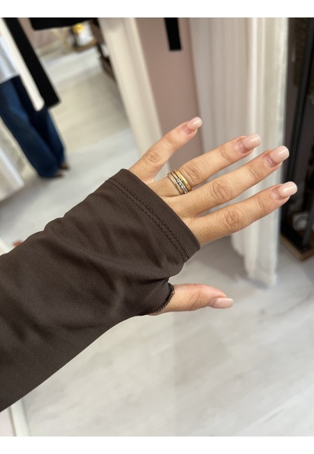 Maglia scollo a V coppe marrone