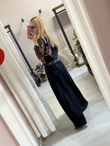 Maglia ORGANZA fantasia nera e marrone 2