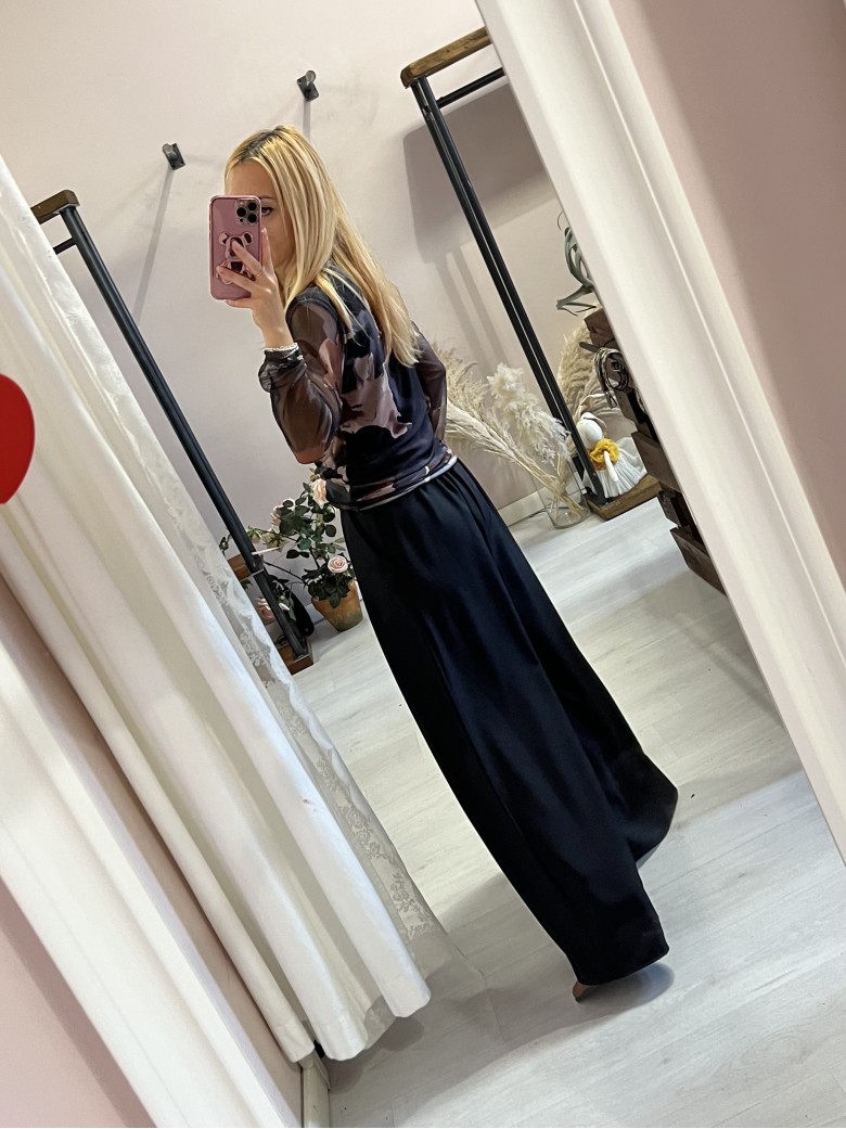 Maglia ORGANZA fantasia nera e marrone