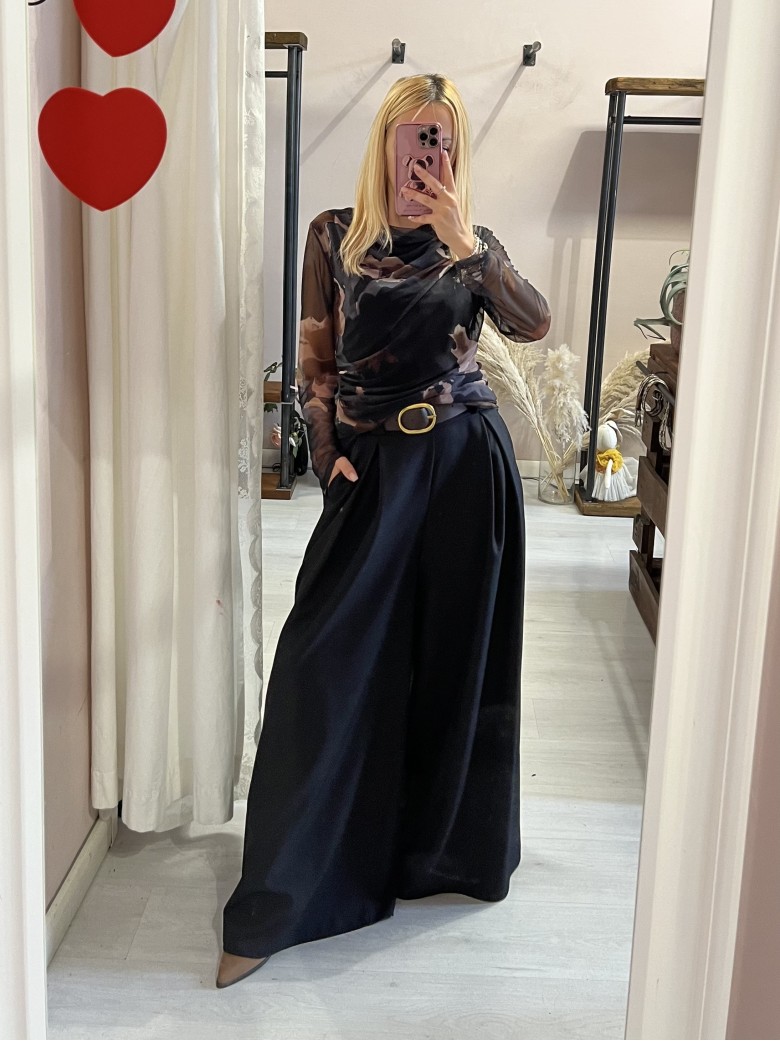 Maglia ORGANZA fantasia nera e marrone