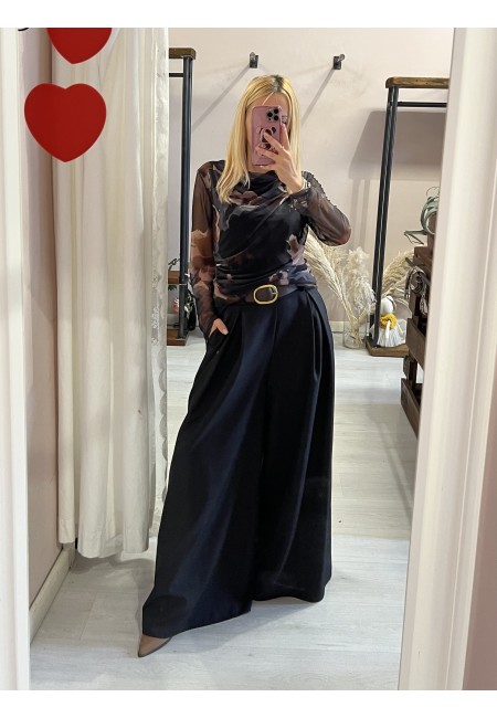 Maglia ORGANZA fantasia nera e marrone