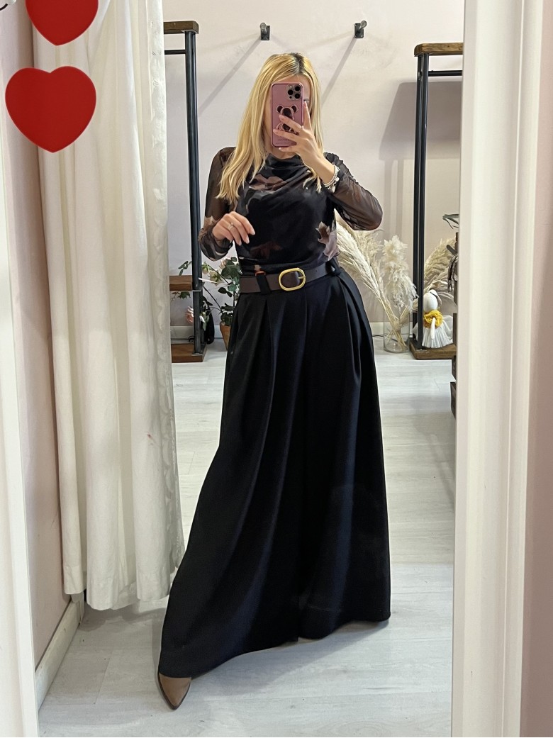 Maglia ORGANZA fantasia nera e marrone