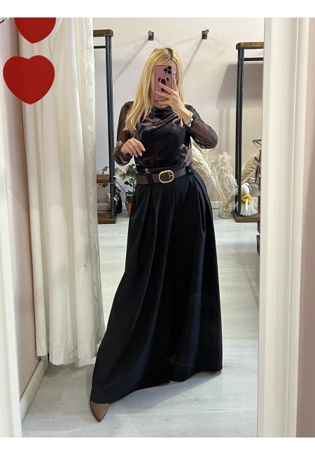 Maglia ORGANZA fantasia nera e marrone