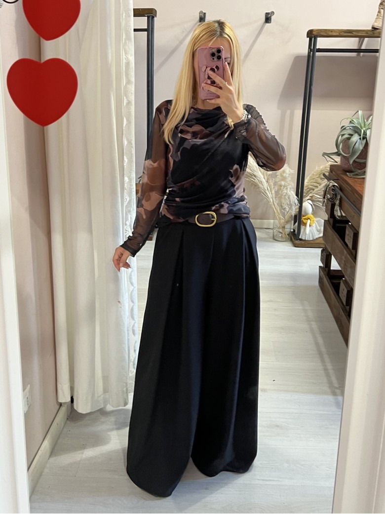 Maglia ORGANZA fantasia nera e marrone