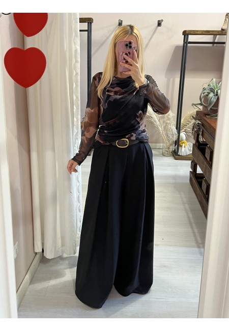 Maglia ORGANZA fantasia nera e marrone